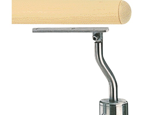 Houten leuning met roestvrijstalen beugel voor trappen