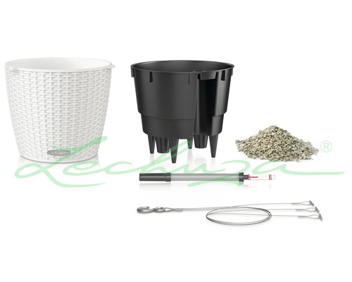 LECHUZA All-in-One Set Hangpot Cottage Nido Kunststof wit Ø 27 cm H 23 cm Complete set met plantenbak, inzetstuk, waterniveau-indicator, plantensubstraat en klimhulp