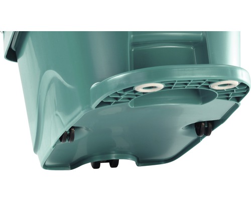 Detailaanzicht van een afvalcontainer met wielen