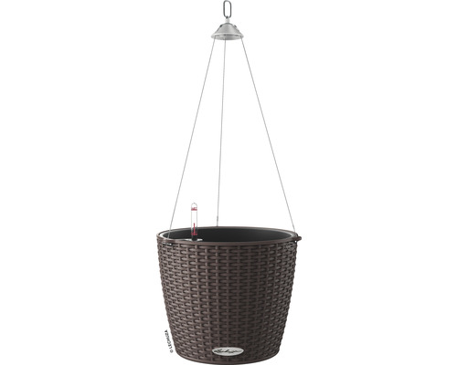 LECHUZA All-in-One Set Hangpot Cottage Nido Kunststof bruin Ø 27 cm H 23 cm Hangpot met irrigatiesysteem en waterniveau-indicator