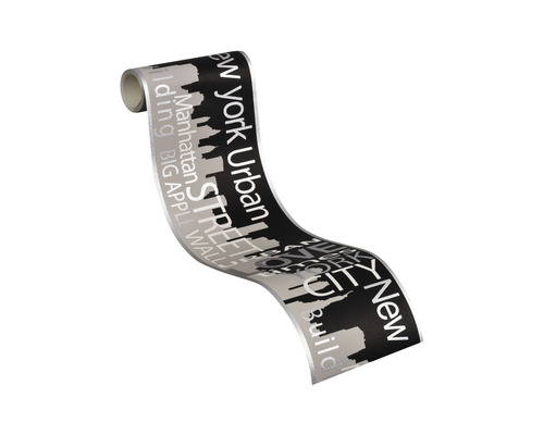 Rol behang met New York skyline en stadsnamen