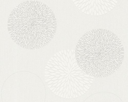 A.S. CRÉATION Vliesbehang 93792-2 Casual Living cirkels zilver Behang met cirkelvormige bloemmotieven