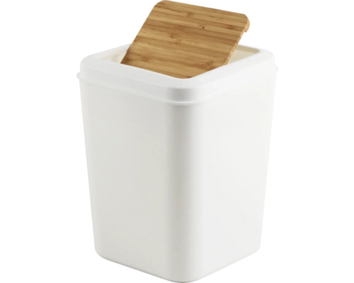 Afvalemmer van kunststof met bamboe deksel