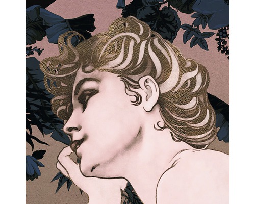 Decoratieve afbeelding van een vrouw in een bloemmotief