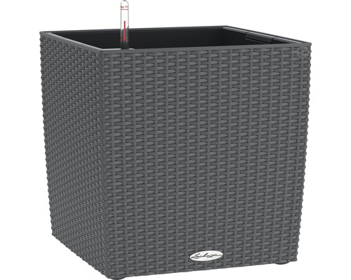 LECHUZA All-in-One Set Plantenbak Cottage Cube Kunststof grijs 50 x 50 x 54 cm Vierkante plantenbak met irrigatiesysteem en waterniveau-indicator