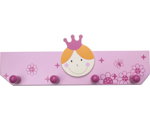 Kinderkapstok Prinses roze 350 mm met 4 haken