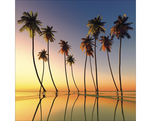 PURE LIVING Schilderij glas Palms on Beach I 20x20 cm