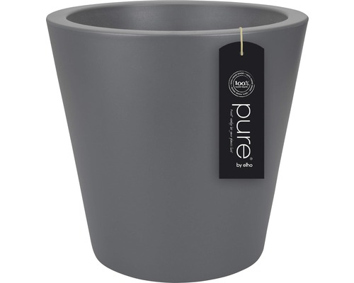 Plantenpot elho Pure straight round kunststof Ø 50 H 51 cm antraciet Grijze bloempot met etiket