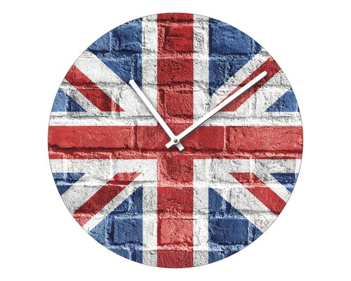 Wandklok met Union Jack-motief in baksteenontwerp