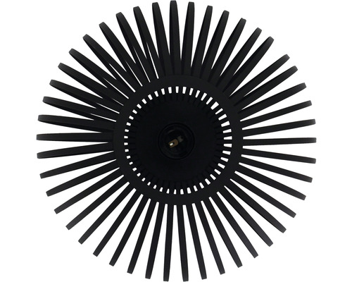Zwarte plafondlamp met rond, straalvormig ontwerp