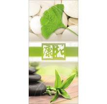 Decoratieve afbeelding met ginkgoblad, Chinese karakters en bamboe