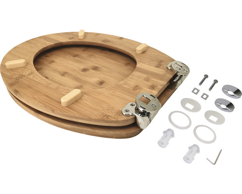 Toiletzitting van bamboe met montageaccessoires