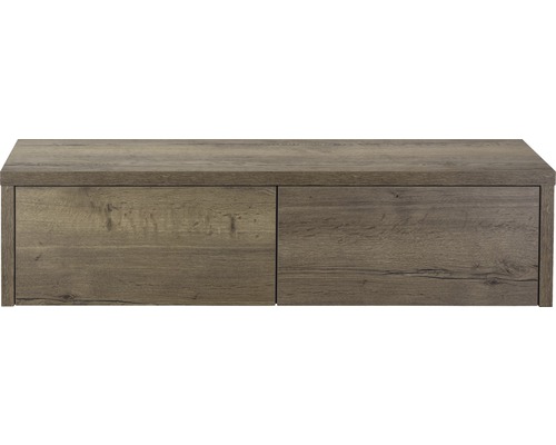 SANOX Badkamermeubelset Bloxx met wastafelblad 35x140x45 cm tabacco Houten commode met twee laden
