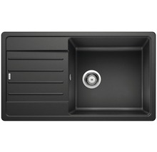 Zwarte spoelbak met afdruiprek voor de keuken