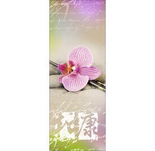 Decoratieve wanddecoratie met orchidee, stenen en Aziatische karakters