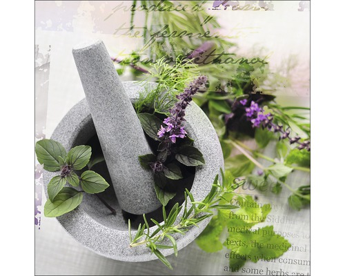 PURE LIVING Schilderij glas Herbage pestle II 30x30 cm