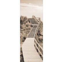 Houten loopbrug met trap in duinlandschap