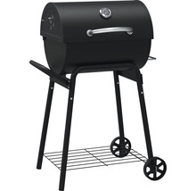 Zwarte houtskoolbarbecue met dekselthermometer en opbergrooster