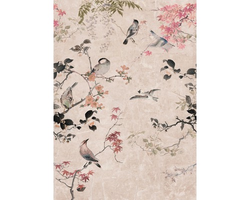 ART FOR THE HOME Fotobehang vlies Soft Temptation Japanse tuin 200x280 cm Behang met vogel- en plantenmotief voor binnen