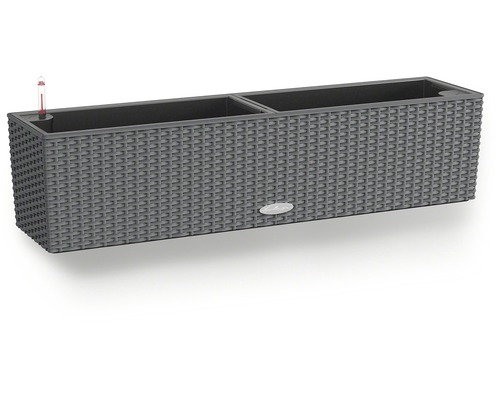 LECHUZA All-in-One Set Balkonbak Cottage Balconera Kunststof grijs 80 x 19 x 19 cm Grijze plantenbak met irrigatiesysteem en waterniveau-indicator