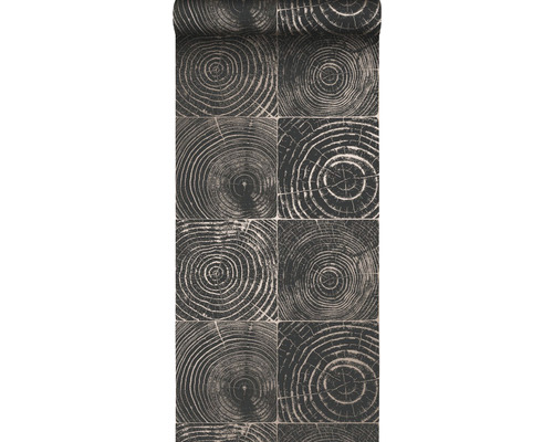ORIGIN Vliesbehang 347550 Matières - Wood dwarsdoorsnede hout zwart/brons