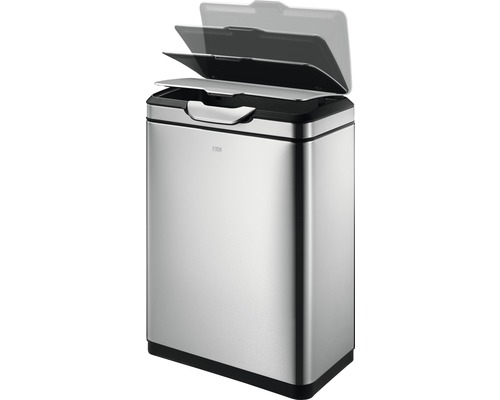 Roestvrijstalen afvalemmer met open schuifdeksel