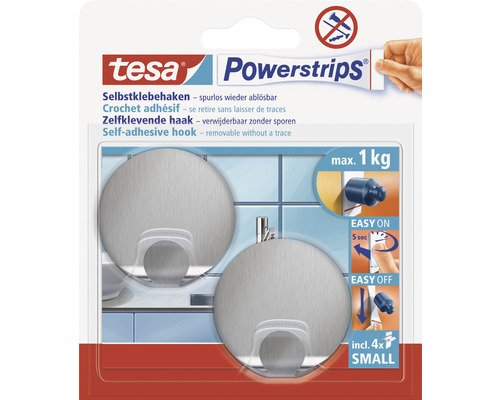 TESA Powerstrips zelfklevende haak small metaal rond 2 stuks