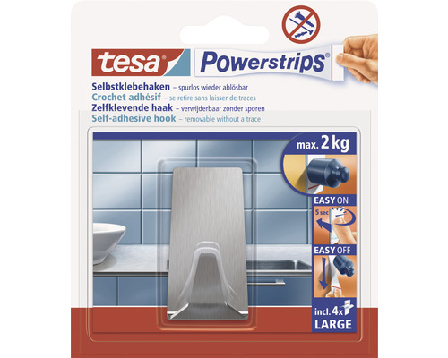 TESA Powerstrips zelfklevende haak large metaal rechthoek 1 stuk