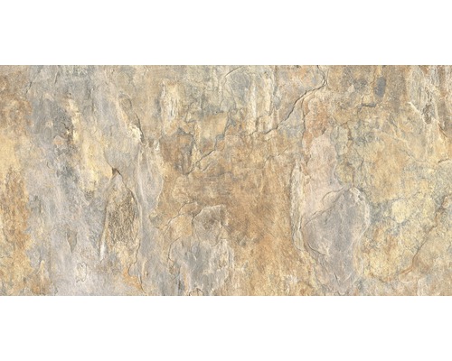 Wand- en vloertegel Ardesia ocre 32x62,5 cm Close-up van een vloertegel met steenlook