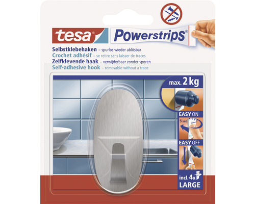 TESA Powerstrips zelfklevende haak large metaal ovaal 1 stuk