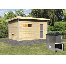 Sauna met saunaoven en bediening in de tuin