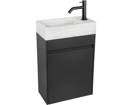 Wastafelcombinatie met marmeren wastafel en onderkast