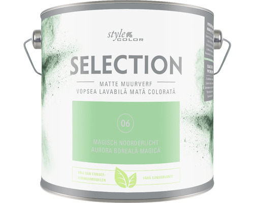SELECTION StyleColor Muurverf kleur 6 Magisch noorderlicht mat 2,5 l Verfemmer met matte muurverf, tint Magisch Noorderlicht