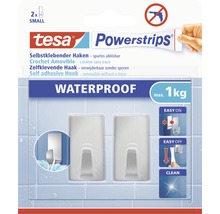 Tesa Powerstrips zelfklevende haken, twee stuks, tot maximaal één kilogram belastbaar, waterdicht