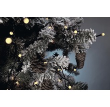 Versierde kerstboom met dennenappels en lichtsnoer