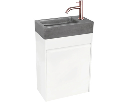 Wastafelcombinatie met betonnen wasbak en kraan