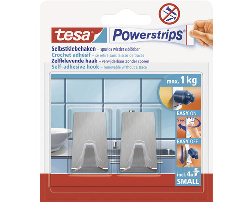 TESA Powerstrips zelfklevende haak small metaal rechthoek 2 stuks