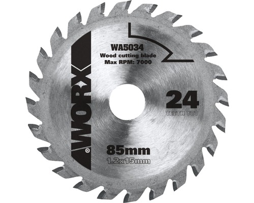 WORX Cirkelzaagblad WA5034 voor hout Ø 85x15x1,2 mm 24T
