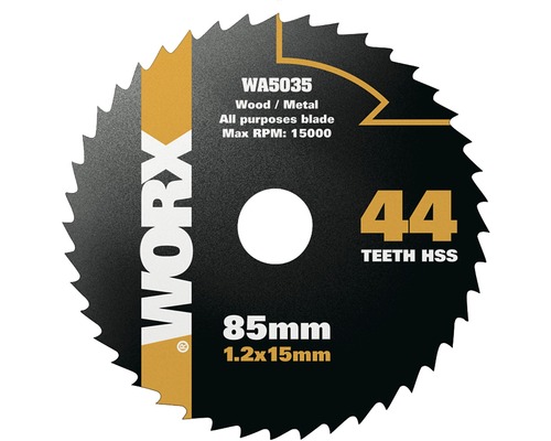 WORX Cirkelzaagblad WA5035 voor hout en metaal Ø 85x15x1,2 mm 44T