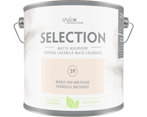 SELECTION StyleColor Muurverf kleur 39 Magie van Bretagne mat 2,5 l Verfemmer met het opschrift Style Color Selection Mat
