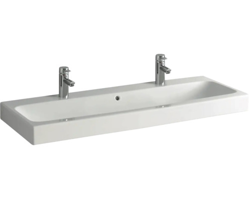 GEBERIT Dubbele wastafel Meubelwastafel Wastafel keramiek iCon 120x48,5 cm Witte dubbele wastafel met twee kranen