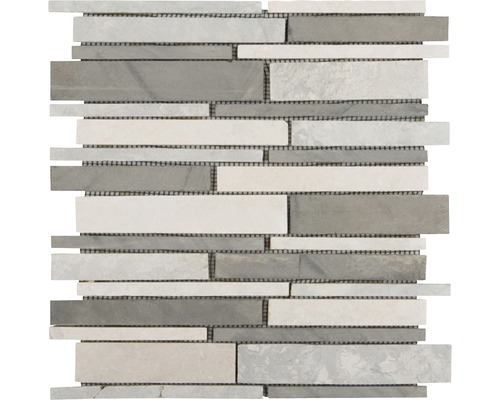 Mozaïektegel natuursteen zwart/grijs/beige 28,5x30,5 cm Mozaïektegel met langwerpige natuurstenen
