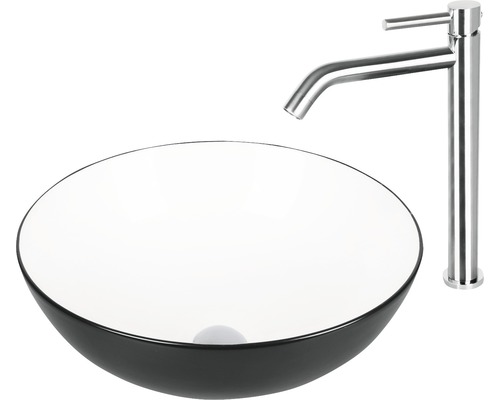 Wastafel met opzetwastafel en kraan