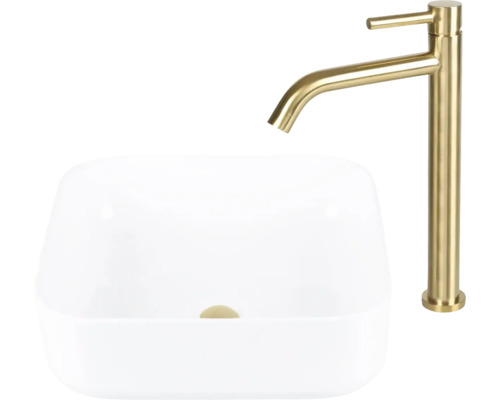 Wastafel van keramiek met kraan