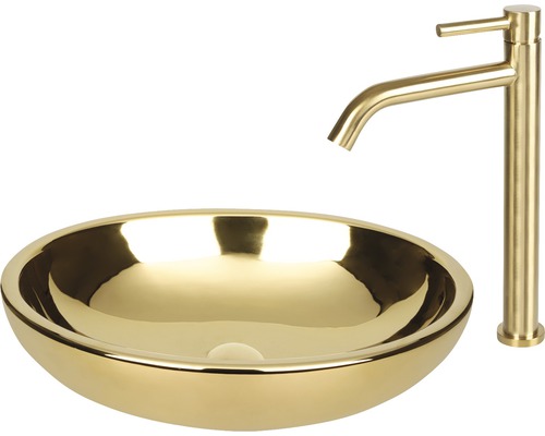 Wastafelarmatuur en waskom van sanitair keramiek