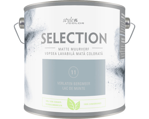 SELECTION StyleColor Muurverf kleur 11 Verlaten bergmeer mat 2,5 l Verfemmer met matte muurverf