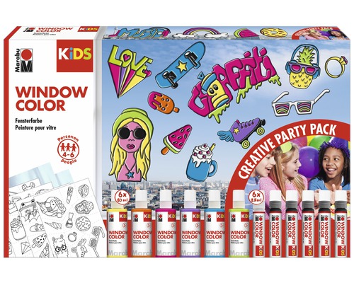 MARABU KiDS Raamverf partyset 6 x 80 ml + 6 x 25 ml