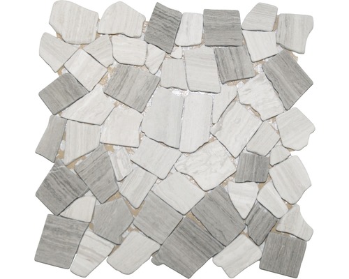 Mozaïektegel natuursteen Poly grijs 30,5x30,5 cm