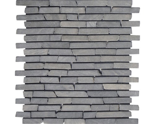 Mozaïektegel natuursteen Slim Brick grafiet 30x30 cm