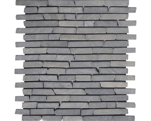 Mozaïektegel natuursteen Slim Brick grafiet 30x30 cm Mozaïektegel van natuursteen voor wand- en vloerontwerp